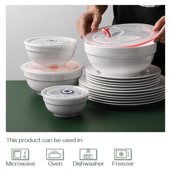 陶瓷密闭保鲜碗多尺寸保鲜盒 饭盒可加热四组装Nesting bowls with lids