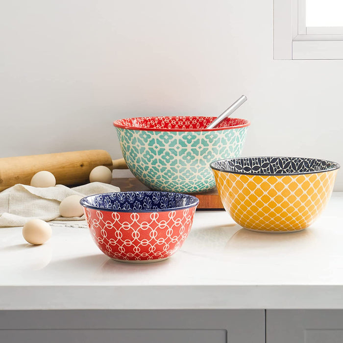 日式叠叠汤碗饭碗三套装绚丽多彩 伴手礼Colorful Nesting Bowls