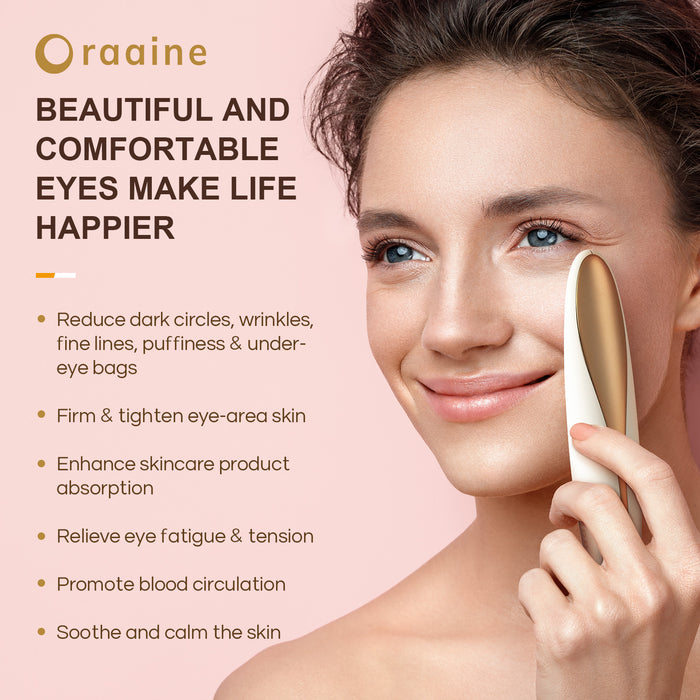 Oraaine Eye Massager Wand with Heat & Cold, High Frequency Microcurrent Eye Skin Tighten and Anti Aging Device, White