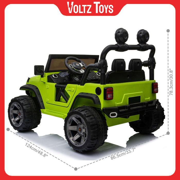 Voltz Toys Classic 2 Seater Jeep Wrangler 帶遙控器和真皮座椅的兒童可乘坐汽車