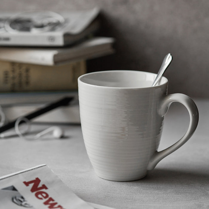 中式水紋咖啡杯白色純色陶瓷馬克杯,17 Oz white