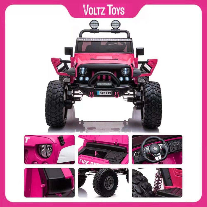 Voltz Toys Classic 2 Seater Lifted Monster Jeep ride on car with Remote Control, Leather Seat and Rubber Tires