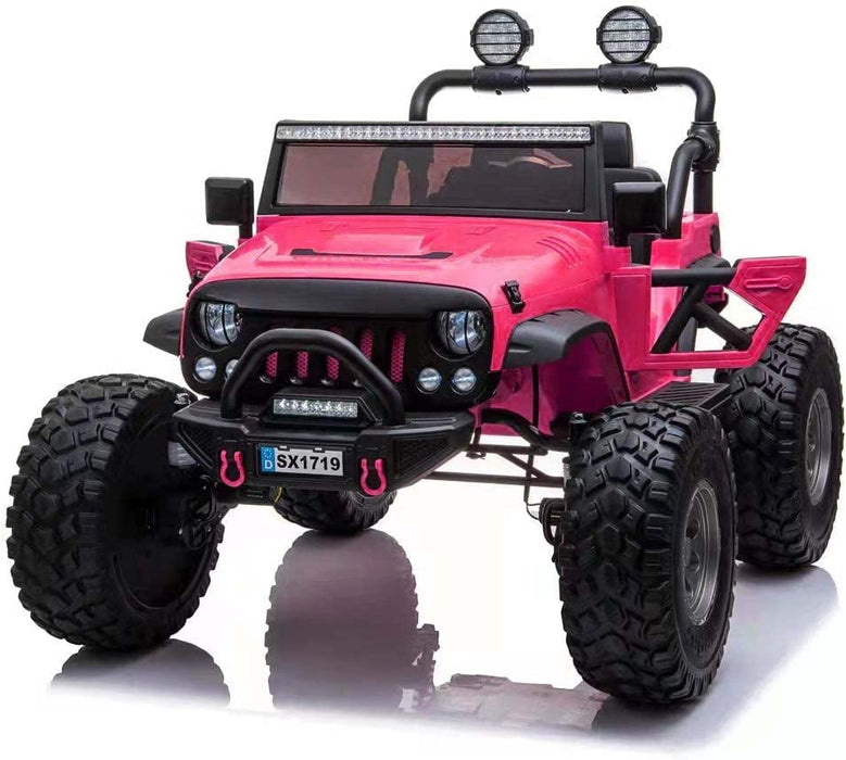Voltz Toys Classic 2 Seater Lifted Monster Jeep ride on car with Remote Control, Leather Seat and Rubber Tires