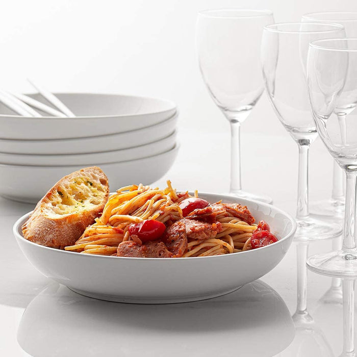 意大利面沙拉碗 深盘骨瓷汤碗套装组合白色Large Serving Bowl Set, Porcelain Pasta, Salad, Soup Bowls, White