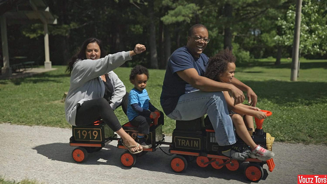 Voltz Toys 12V 機車火車帶車廂，適合兒童和父母