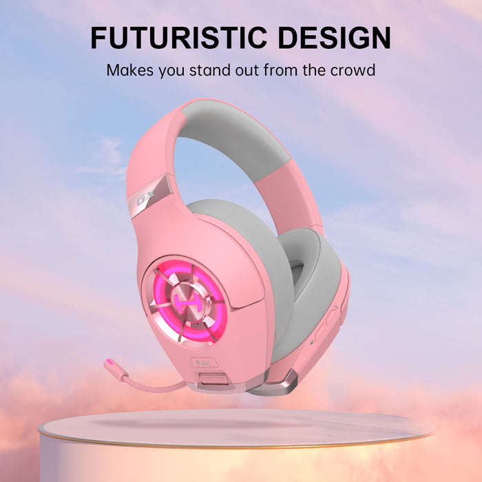 HECATE by Edifier GX Hi-Res Gaming Headset for PS4/ PS5/ PC/Switch/Xbox Gamepad - USB/Type-C/3.5mm Wired Gaming Headphones with Microphone RGB Lighting - ENC Noise Cancelling - 50mm Driver (Pink)