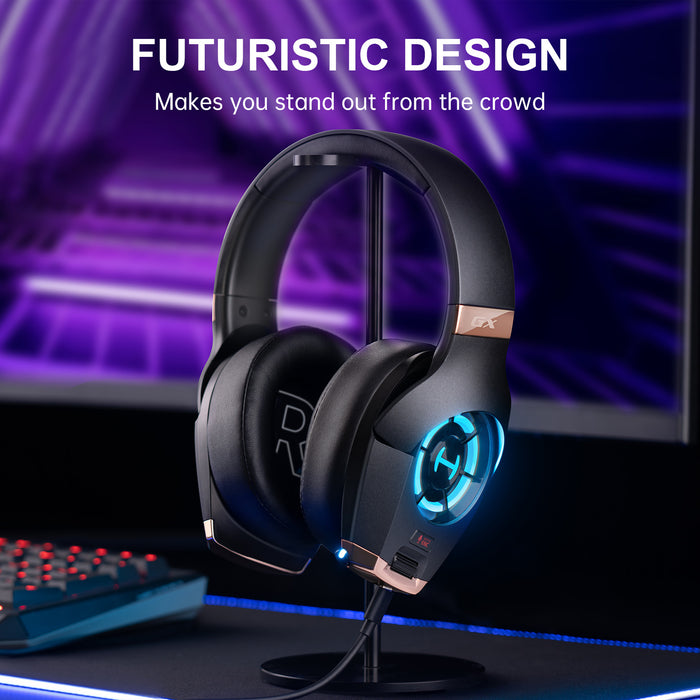 HECATE by Edifier GX Hi-Res Gaming Headset for PS4/ PS5/ PC/Switch/Xbox Gamepad - USB/Type-C/3.5mm Wired Gaming Headphones with Microphone RGB Lighting - ENC Noise Cancelling - 50mm Driver (Black)