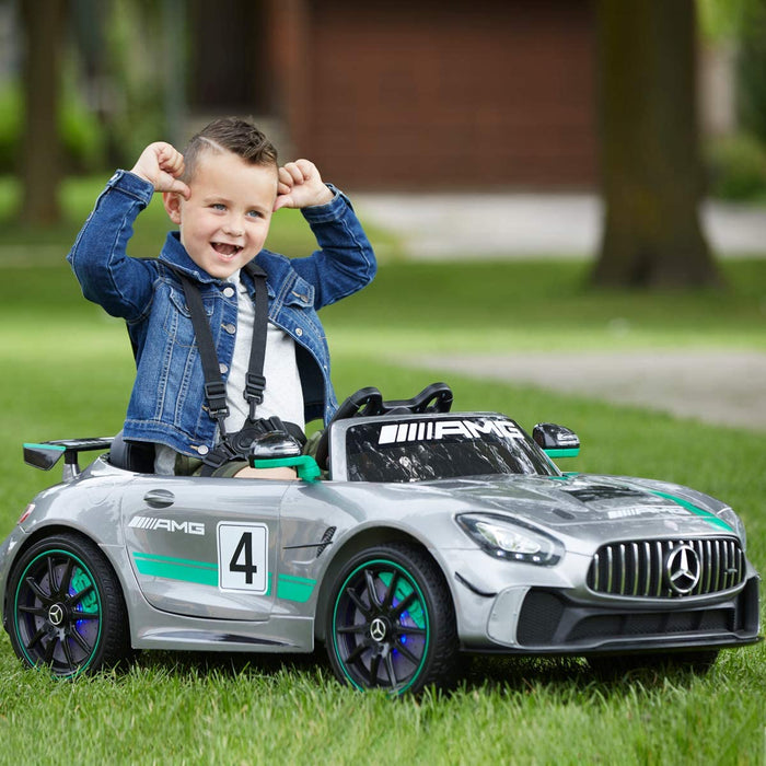 Voltz Toys 12V Licensed Mercedes-Benz AMG GT4 ride on car with MP4, Rocking Function and Remote Control