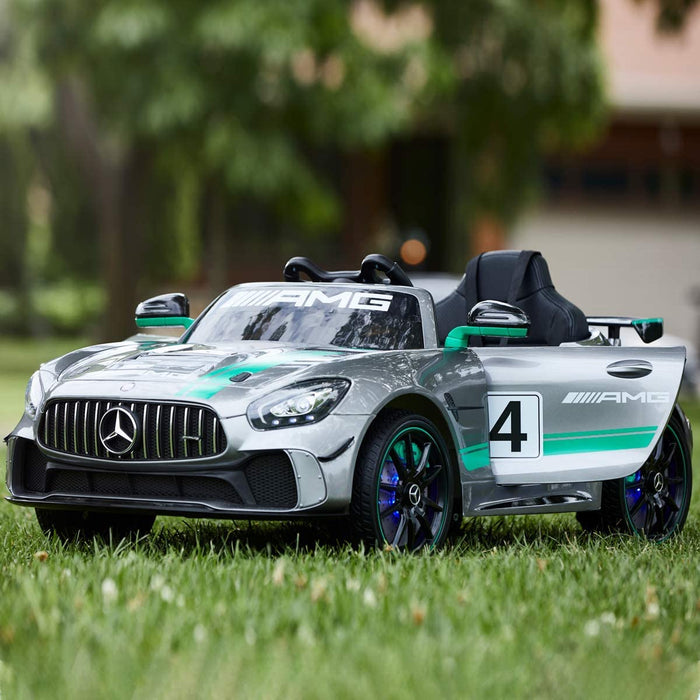 Voltz Toys 12V Licensed Mercedes-Benz AMG GT4 ride on car with MP4, Rocking Function and Remote Control