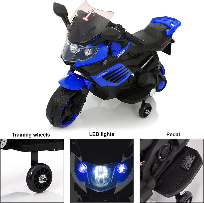 Voltz Toys 6V Kids Motorcycle ride on car with Training Wheels, Realistic Lights and Sound