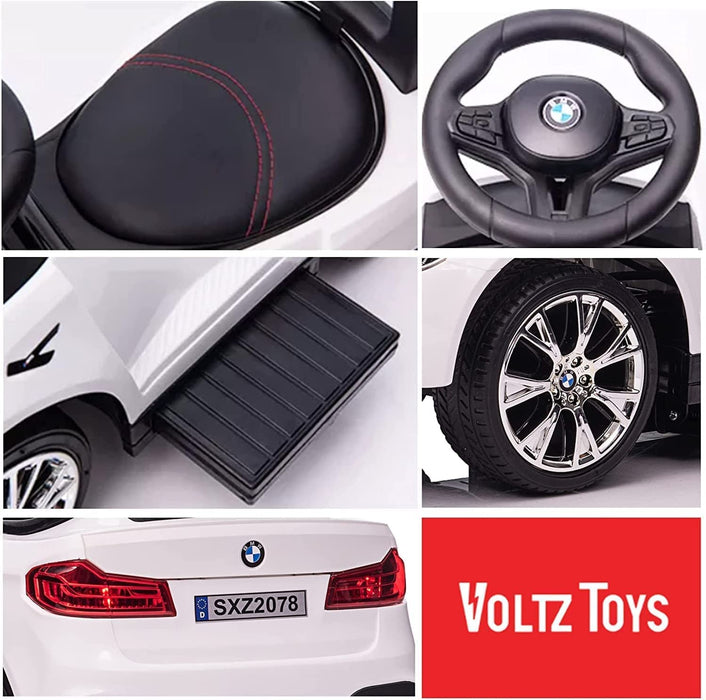 Voltz Toys 授權 BMW M5 4 合 1 推式踏板車嬰兒學步車帶推桿、皮革座椅、腳踏板和搖椅扶手