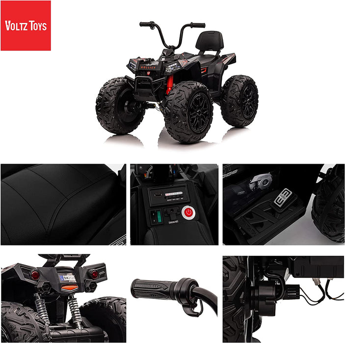 Voltz Toys 24V 4x4 Realistic Off-Road Monster ATV Ride On Car with Throttle, Brake Pedal and Rubber Tires