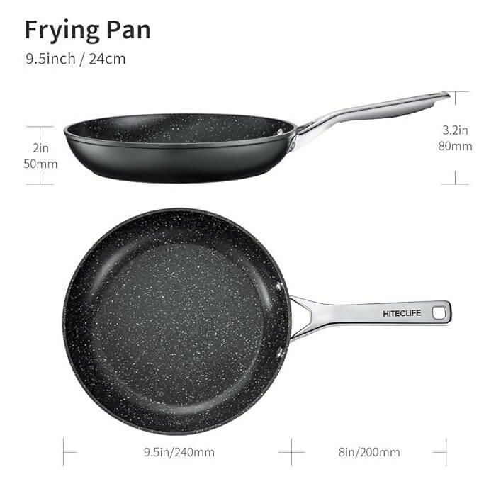 HITECLIFE Induction Frying Pan 24cm Stainless Steel Handle