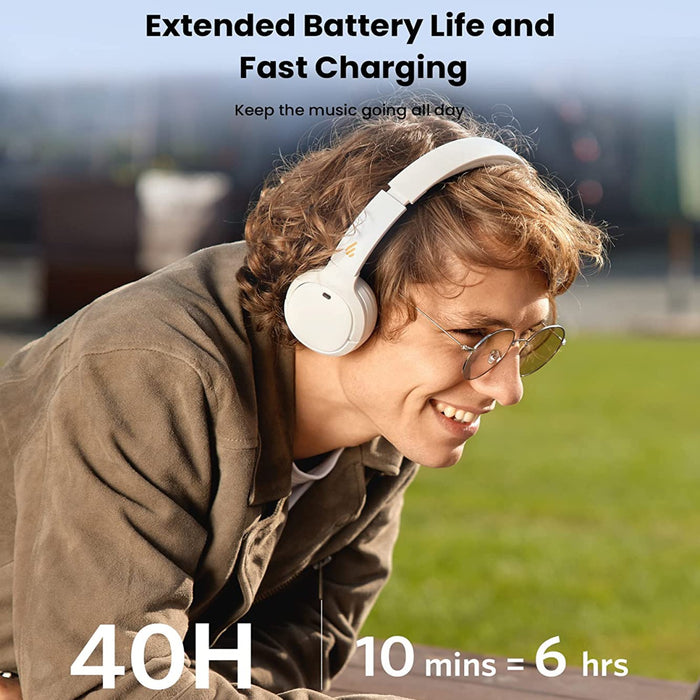 Edifier 漫步者 WH500 無線貼耳式耳機，藍牙 V5.4 輕量可折疊，白色（3月31日前購買送原價19.99的耳機支架）