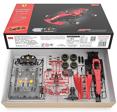 Building Kit, Rastar 1:16 Ferrari SF1000 F1 Supercar DIY Building Kit with Remote Control, 65pcs