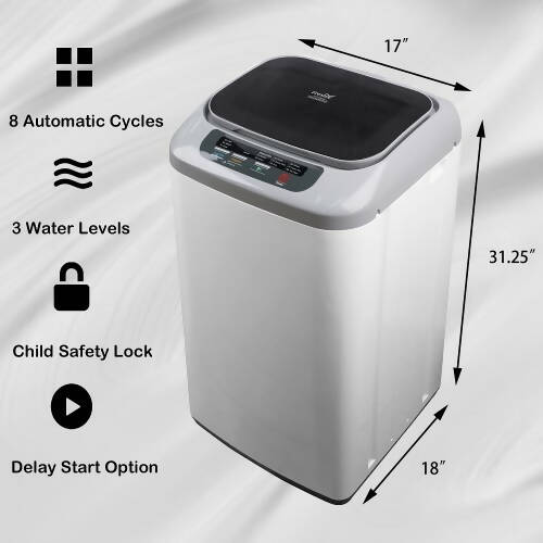 Portable Washing Machine, 0.84 cu.ft. Fully-Automatic Washer with 8 Wash Cycles