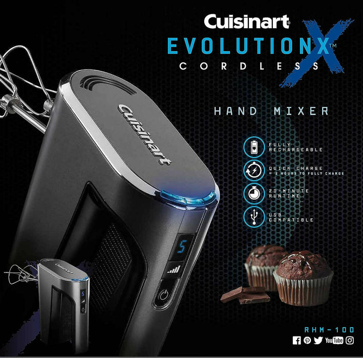 Cuisinart RHM-100IHR EvolutionX™ Cordless Rechargable 5-Speed Hand Mixer (Refurbished)