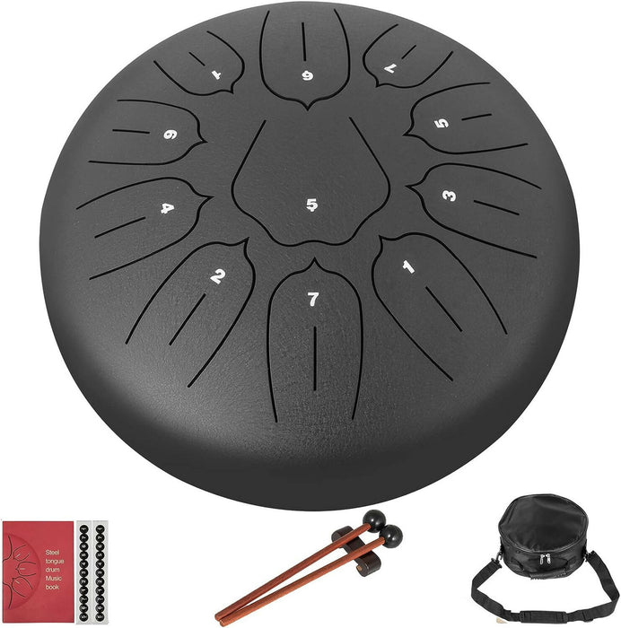 Happybuy Steel Tongue Drum 11 Notes 10 Inches Dia Instruments with Bag, Book, Mallets