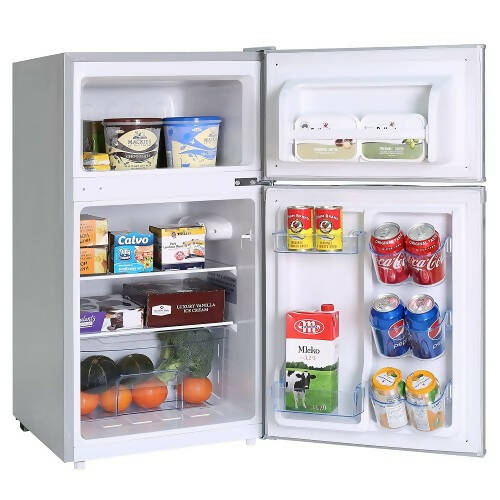 雙門迷你冰箱，3.0 立方英尺緊湊型冰箱，具有 7 種可調溫度模式
