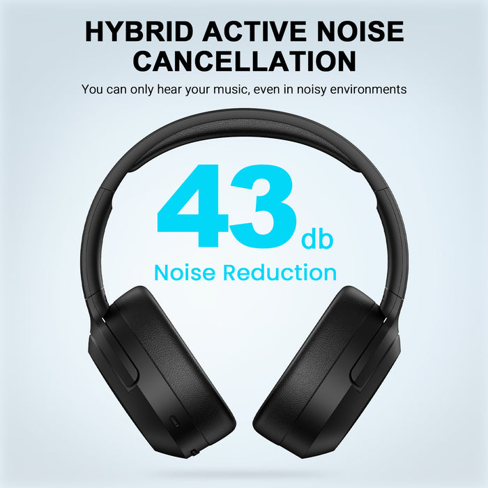 Edifier W820NB Plus Active Noise Cancelling Headphones, Black