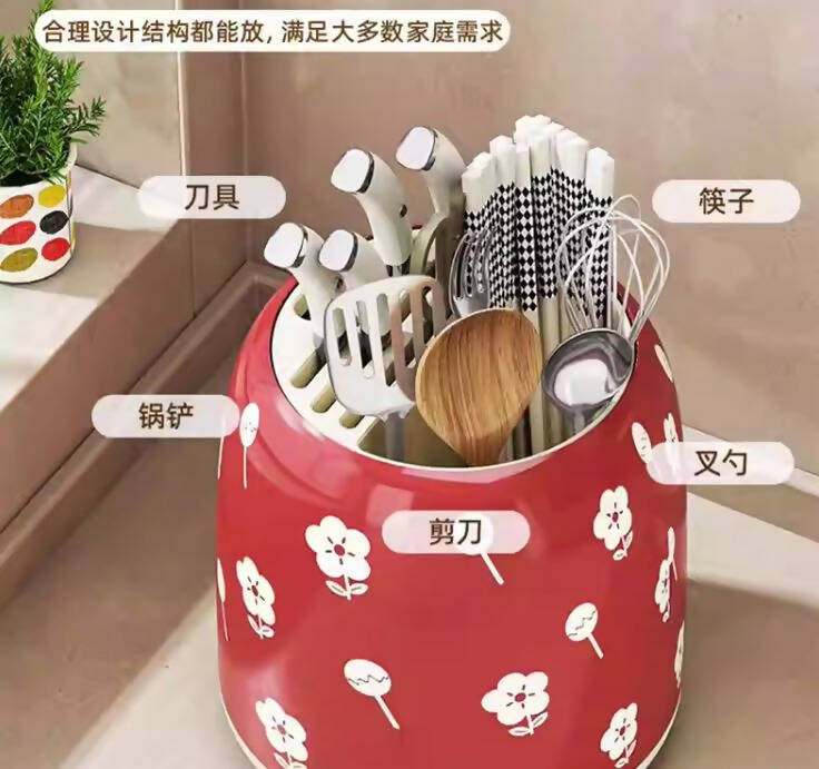 廚房旋轉多功能筷子刀具一體成型收納架