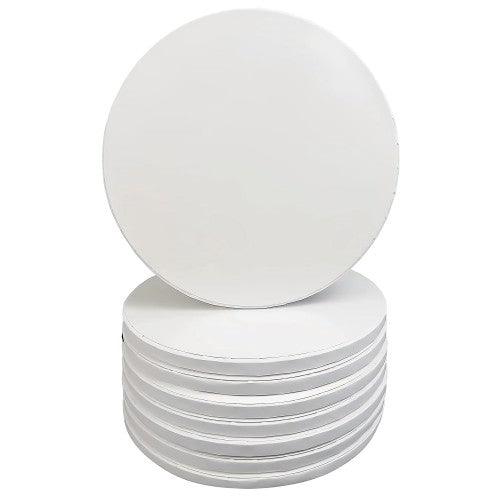 8 件裝 10 英寸圓形蛋糕板蛋糕桶，1/2 英寸厚蛋糕板，圓形、堅固、無縫、防油（白色）