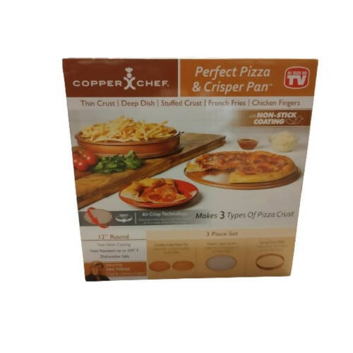 COPPER CHEF 12 inch Pizza & Crisper Pan Set, 3-PC Pizza Pan Set