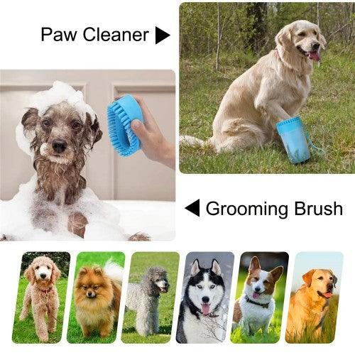 9.5英寸狗爪清潔劑，便攜式寵物清潔劑，帶清潔刷杯柔軟矽膠刷毛，適用於中型到大型狗（大型）