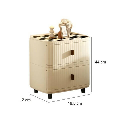 Modern Bedside Table, Multifunction Finishing Cabinet, Plastic Nightstand with 2 Drawers
