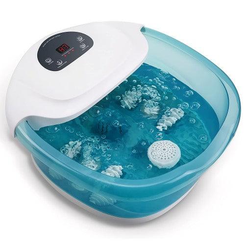 MaxKare Foot Spa Bath Massager with Heat, Bubbles; Vibration, 4 Massage Rollers (Green)