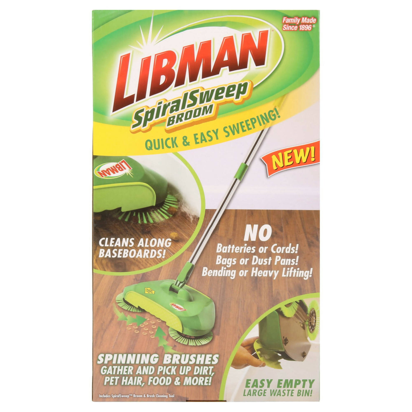 Libman Spiral Sweep Broom with Spinning Brushes —