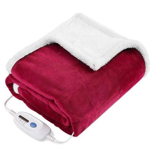 MaxKare Electric Heated Throw Blanket 153 x 127cm with Auto-Off(Red)
