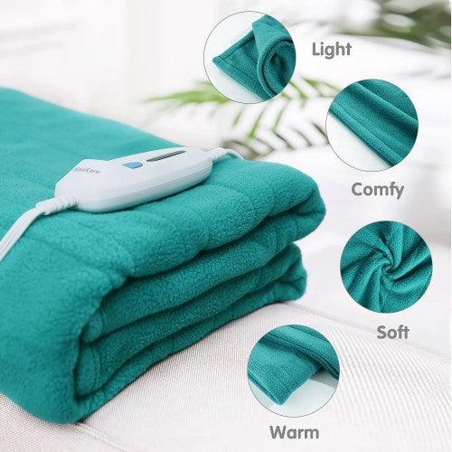 MaxKare Electric Heated Throw Blanket 153 x 127cm with Auto-Off(Green)