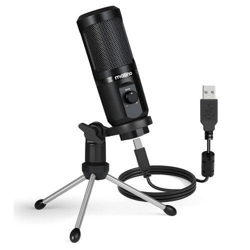 MAONO帶麥克風增益旋鈕的USB計算機麥克風，電容式錄音麥克風，適用於PC，遊戲，流媒體，播客 - AU-PM461TR