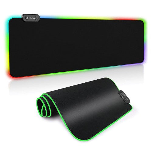 RGB 燈光遊戲鼠標墊 14 LED 照明模式鍵盤墊 USB 可折疊防滑帶光滑防水錶面 - 80 x 30 厘米