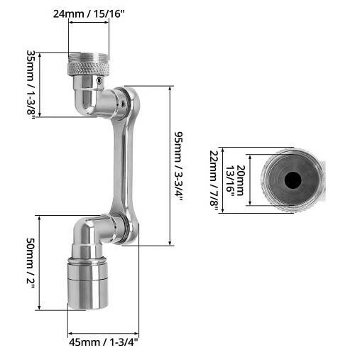 水龍頭延長器，1080° 旋轉水龍頭適配器，具有 2 種輸出模式，適用於廚房、浴室的靈活水龍頭