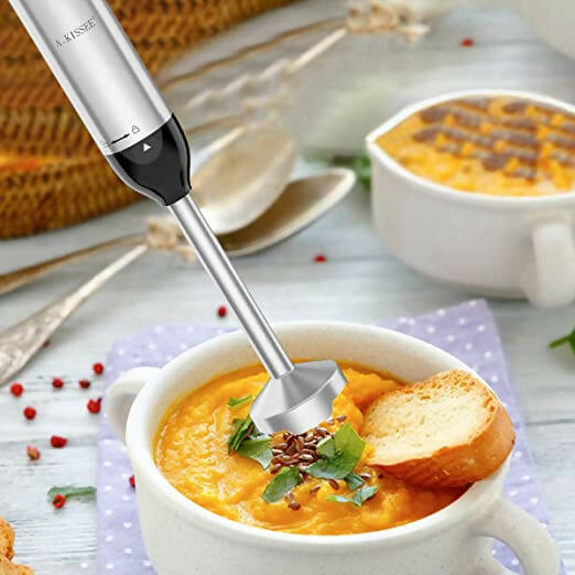 A-KISSEE Multi-Speed Corded Immersion Hand Blender,Stainless Steel Stick Blender (BPA-Free)