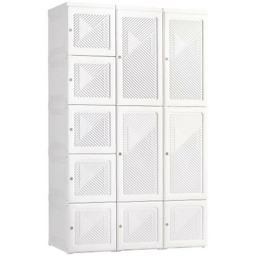 蚂蚁盒子 ANTBOX Portable Closet, Foldable Wardrobe Storage Clothing Organizer with Magnetic Doors, 11 Doors 2 Hangers (White)