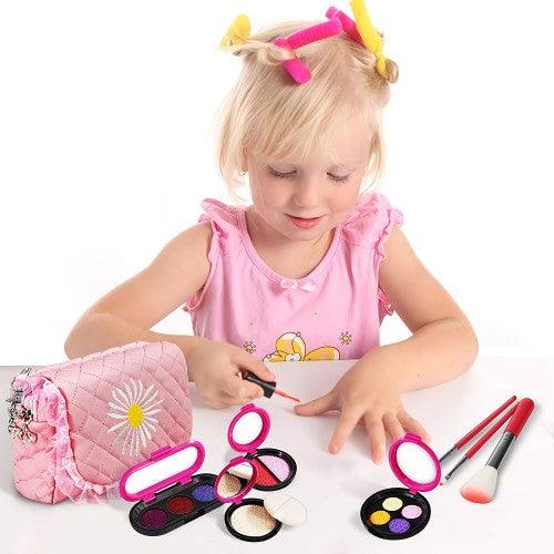 22PC Pretend Roleplay Makeup Kit with 2 Cosmetic Bags, Phone, Eyeshadow, Blush, Lipstick, Sunglasses for Children Kids Girls Ages 3+