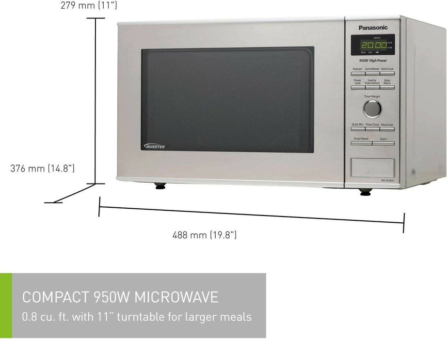 Panasonic NNSD382S Compact 0.8 cft. 950W Inverter Technology Microwave Oven, Stainless Steel