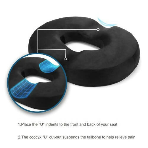 Therapeutic Memory Foam Pillow, Ergonomic Donut Cushion for Tailbone Pelvic Hip Pain Relief Recovery