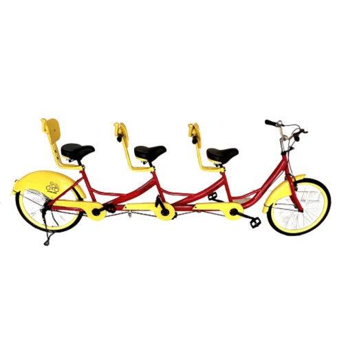 TOYTEXX 24英寸輪子3座雙人自行車家庭巡航舒適自行車成人，情侶，家庭（紅色）
