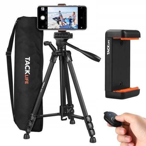 TACKLIFE 60-Inch Lightweight Aluminum Tripod for Travel/Camera/Smartphone with Bluetooth Remote, Carry Bag,