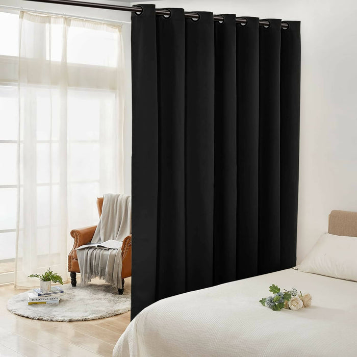 Rose Home Fashion RHF Room Divider, Total Privacy Curtain, 96" x 100", Black (One Piece)
