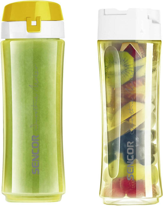 Sencor SBL2206YL 300W Smoothie Blender with 2 Impact Resistant BPA Free Bottles, Yellow