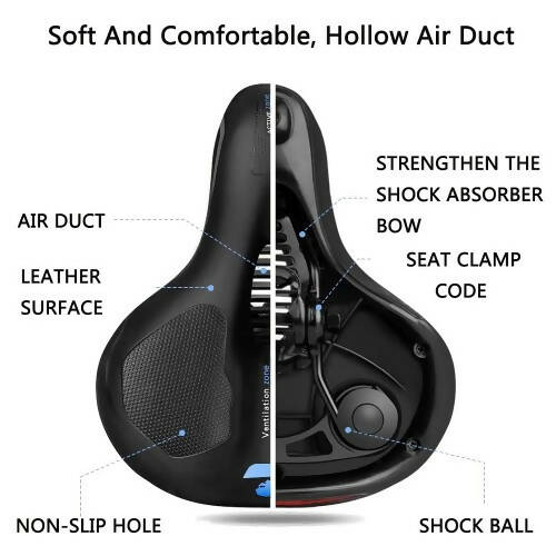 Universal Bicycle Seat Cushion with Waterproof Memory Foam Padded Leather