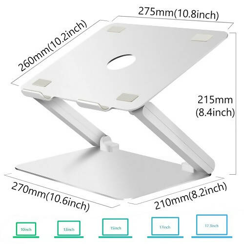 Aluminum Laptop Stand, Adjustable Riser Holder Computer Stand with Multi-Angle, Heat Vent for 10-17" inch Laptops