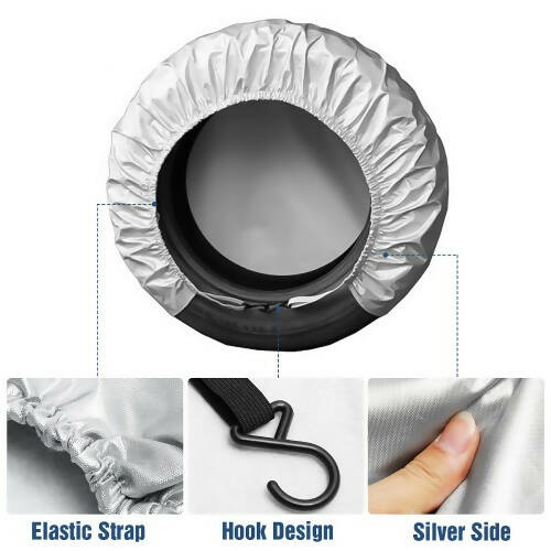 4-Pack Waterproof Tire Covers Set of 4 RV Car Wheel Covers Waterproof Oxford Cotton Tire Protectors, Fits 27'' to 29'' Tire Diameters