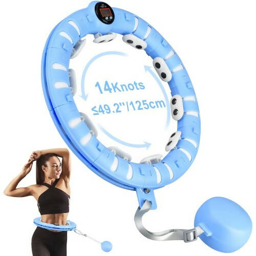 Weighted Hula Hoop, 14 Sections Detachable, 360-Degree Automatic Rotation,