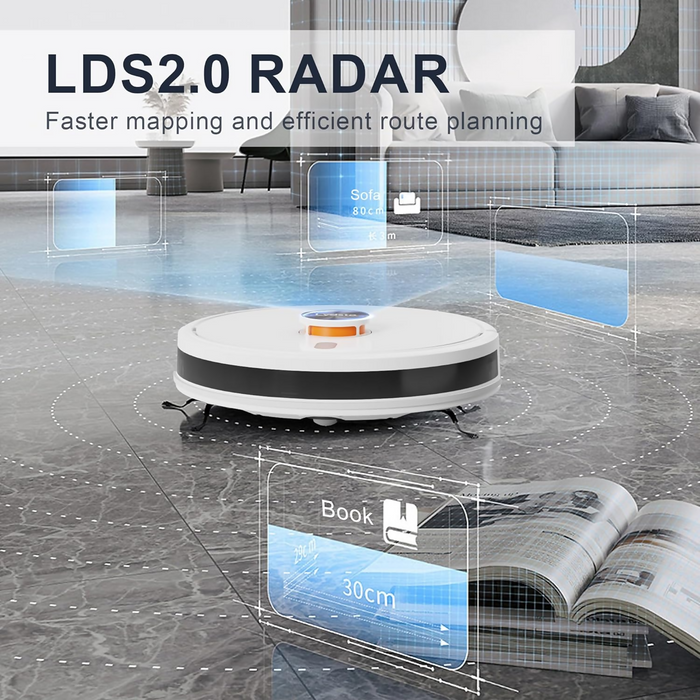 Lydsto R5 Robot Vacuum and Mop Combo with HEPA Self-Emptying Base, 3-in-1 Robotic Vacuum with Lidar Navigation for 40 Days of Cleaning, White